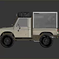 Beige Off Road Truck With Spare Tire On Roof And Cargo Box