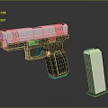 XDS Pistol Silver Black Design with Magazine on Dark Display Background