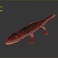 Detailed 3D Model of Red and Black Salamander Featuring Open Mouth and Lizard-like Body