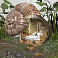 Future Architecture Snail Shell Shaped House With Wooden Bedroom And Natural Greenery