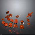 Red Military Weapon Models With Fighter Jets Helicopters And Armored Vehicles On Black Reflective Surface