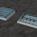 Modern Square Glass Architectural Roof Components Featuring Skylight And Translucent Panels 3d model