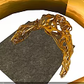 Golden Serpent Sculpture With Intricate Vine Like Winding Design And Hollow Texture
