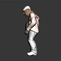 3D Male Character Model With Blue Cap Brown Jacket Gray Pants And Brown Shoes