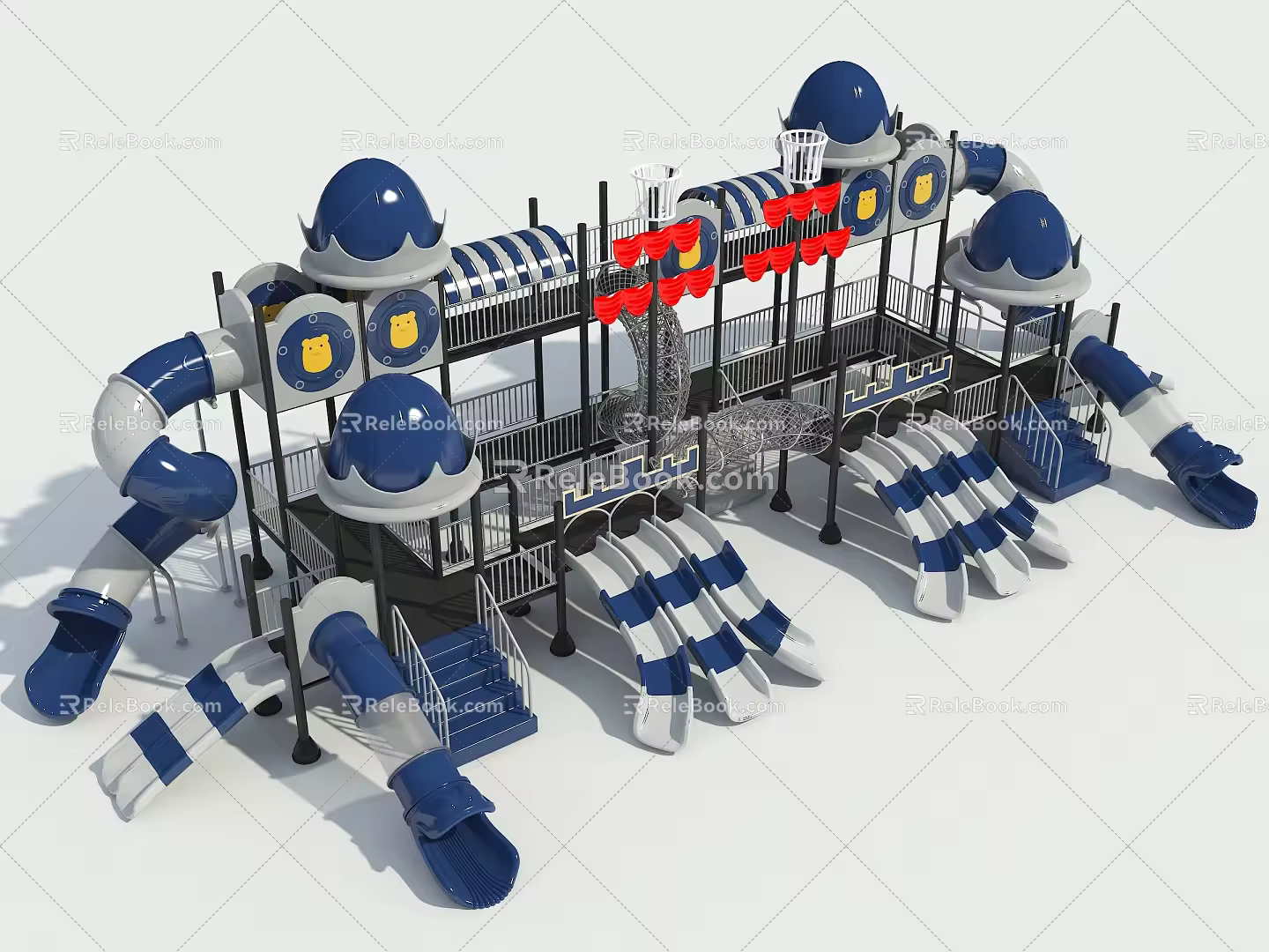 Children's slide slide combination climbing combination without power 3d model