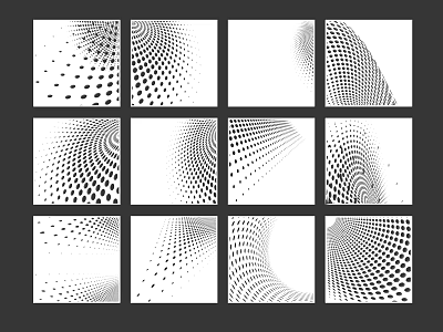Abstract Black And White Dot Patterns In Grid Layout Design Collection 3d model