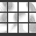 Abstract Black And White Dot Patterns In Grid Layout Design Collection 3d model