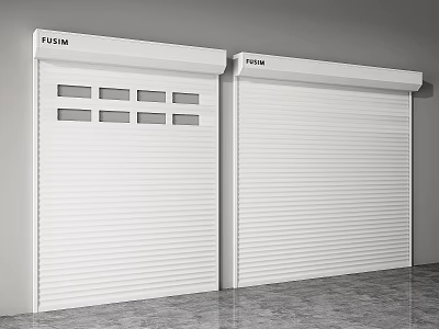 FUSIM White Roller Shutters With Square Window Panels And Solid Design Indoor 3d model