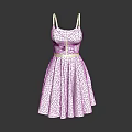 White Polka Dot Dress with Spaghetti Straps Fitted Waist and A line Skirt