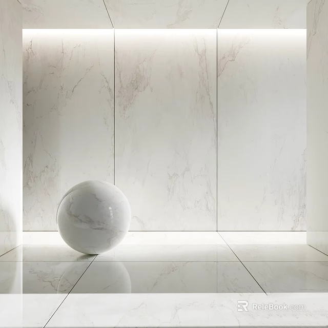 White Marble Interior Construction Components Wall and Floor with Polished Reflective Surface 3d model 