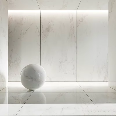 White Marble Interior Construction Components Wall and Floor with Polished Reflective Surface 3d model