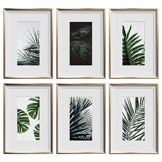 Modern plant painting green plant leaves decorative painting 3d model