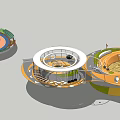 Modern Square Round View 3d model