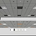 Modern Grid Pattern Suspended Ceiling With Recessed Vents And Lighting Fixtures