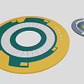 Two Circular Design Elements With Yellow Green White Gray Color Patterns And Geometric Ring Structures 3d model