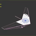 AXIS Model Airplane Featuring Blue Spiral Design On Triangular Wings With Brand Logo