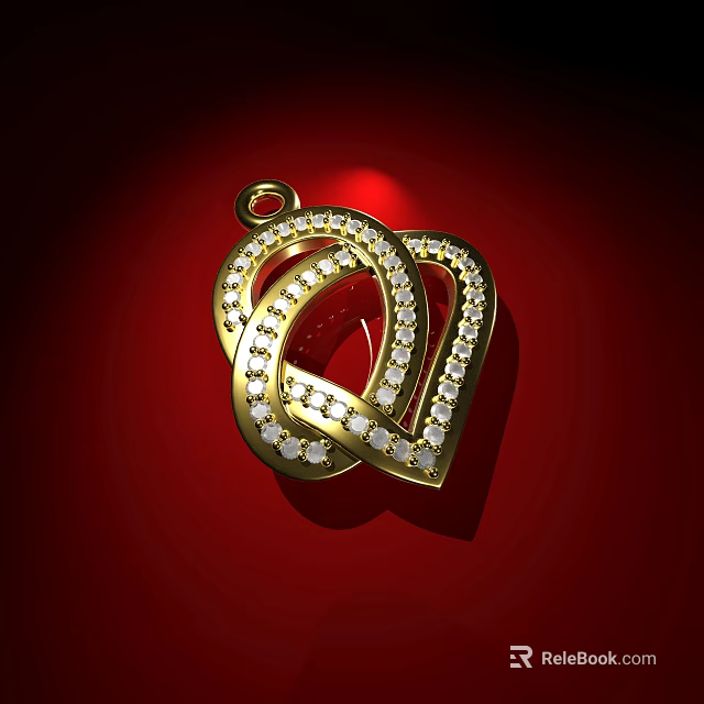 Luxury Gold Diamond Studded Pendant With Intertwined Rings And Sparkling Design 3d model 