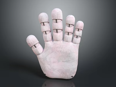 Pink Human Hand Organ 3D Model With Segmented Joints On Black Background 3d model