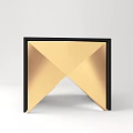 Chic Modern Black Side Table With Gold Geometric Illuminated Design 3d model