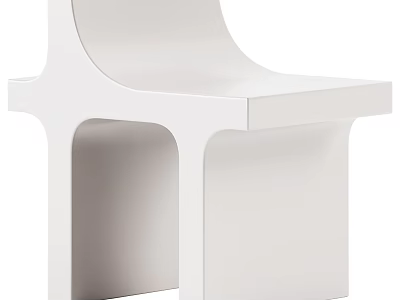Modern Minimalist White Stool with Curved Backrest and Geometric Legs Design 3d model