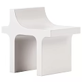 Modern Minimalist White Stool with Curved Backrest and Geometric Legs Design