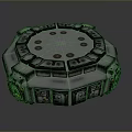 Circular Metallic Mechanical Device With Detailed Panel Structure And Futuristic Elements