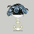 Banquet Hall Decor With White Anchor Shaped Base Vase And Blue Roses