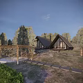 Charming Homestay Building With Glass Greenhouse Lush Garden And Trees In Natural Setting