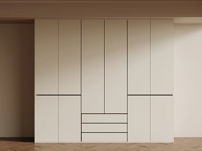 Modern White Wardrobe Interior Design With Sleek Panel Doors And Drawers 3d model