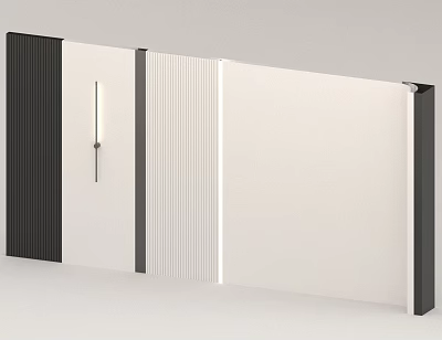 Modern Feature Wall Design With Black White Grey Textured Panels And Vertical Lines 3d model