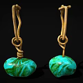 Unique Green Blue Marble Pattern Jewelry Earrings With Gold Twisted Rope Design