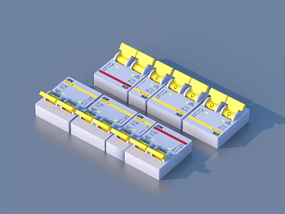 Modern Electrical Circuit Breakers With White Yellow Components And Multiple Units 3d model