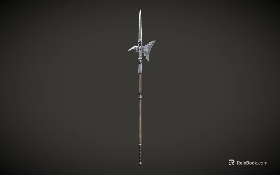 Detailed Medieval Spear With Sharp Metal Head And Wooden Shaft Design 3d model 