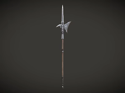 Detailed Medieval Spear With Sharp Metal Head And Wooden Shaft Design 3d model