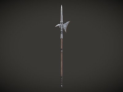 Retro halberd lance cold weapon 3d model