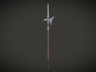 Detailed Medieval Spear With Sharp Metal Head And Wooden Shaft Design 3d model