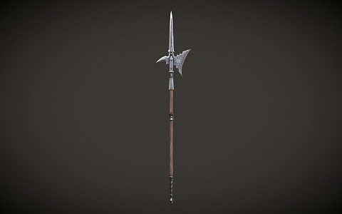 Retro halberd lance cold weapon 3d model