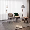 Modern Dining Chairs With Floor Lamp Small Round Table Rug And Blinds On Wooden Floor