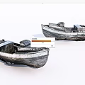 Two Old Weathered Wooden Boats With Aged Planks And Rustic Wooden Structure