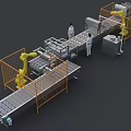 Industrial Equipment Automated Production Line With Robotic Arms Conveyor Belts And Safety Enclosures