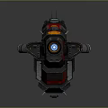 Futuristic Sci Fi Weapon With Red Black Orange Mechanical Design Cannon Barrel Detailed Structure