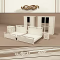 White Double Bed Bedroom Interior With Bedside Tables And Wardrobes