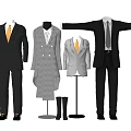 Formal Clothes on Mannequins with Suits Tie and Shoes in Various Styles