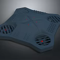 Dark Blue Polygonal Technical Equipment With Ventilation Grilles And Red Indicator Lights 3d model
