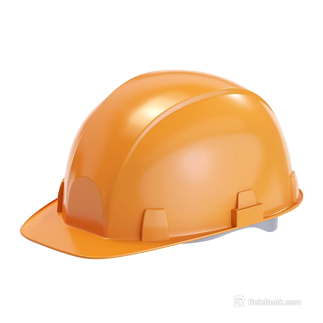 Orange Safety Helmet With Smooth Surface And Protective Design For Work Use 3d model