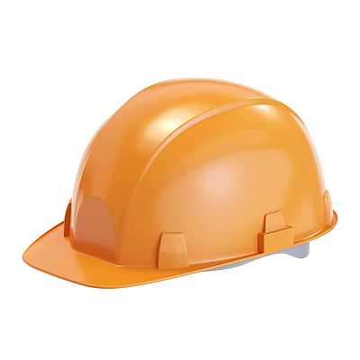 Orange Safety Helmet With Smooth Surface And Protective Design For Work Use 3d model