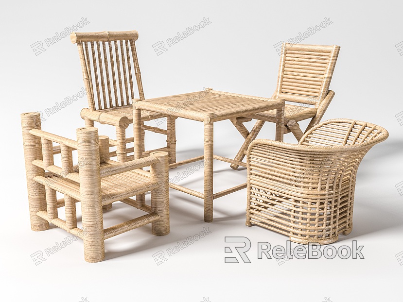 New Chinese Style Outdoor Table and Chair Bamboo Chair Bamboo Table and Chair Teahouse Table and Chair Bamboo Chair Backrest Chair Bamboo Table model