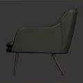 Gray Leather Accent Chair With Curved Backrest Armrests And Metal Legs