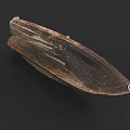 Traditional Handcrafted Wooden Boat With Dark Brown Texture And Rope Detail