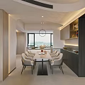 Modern Living Dining Room Interior With Wall Mounted TV Large Window Sofa And Floor Lamp